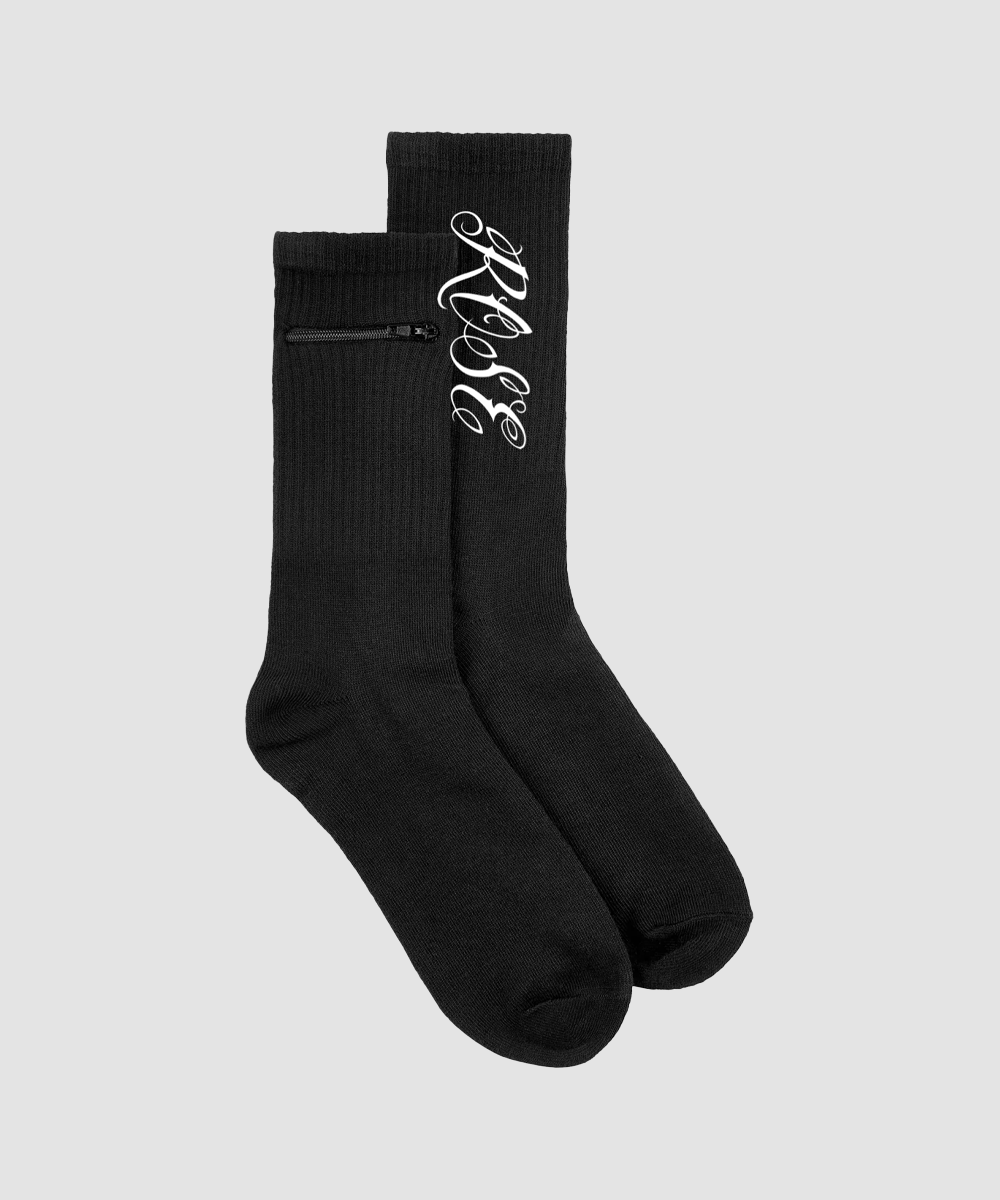 Scripture Zipper Socks 001 — Black